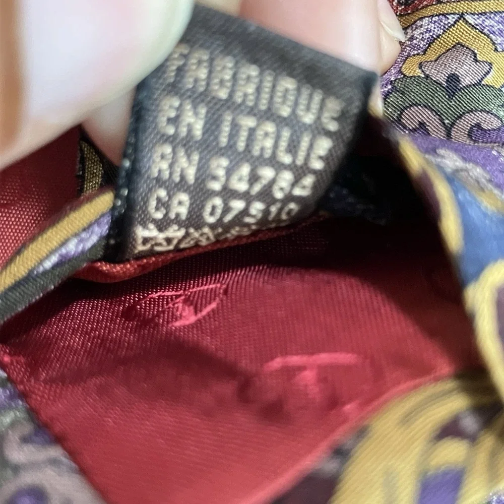 Valentino Cravatte Silk Necktie Baroque Scroll Medallion Multicolor Designer